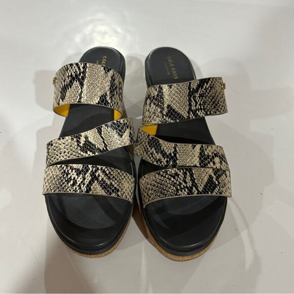Cole Haan Allesa Grand‎ Platform Wedge Slide Sandals in Roccia Snake Size 11 - Picture 2 of 12